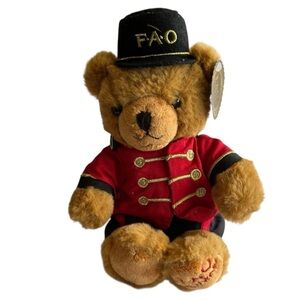 FAO Schwarz Bear Plush Soldier Christmas Stuffed Animal Approx. 11 1/2” Tall